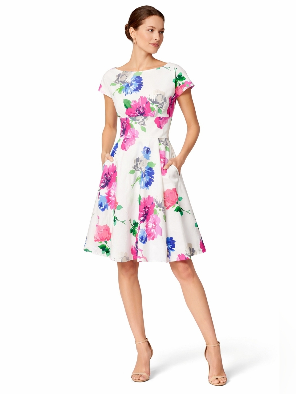 NWT $398 Kate Spade Bloom Fit Flare Dress Floral Fresh White Size 6